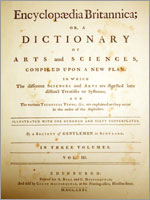 Титульный лист первого издания Британской
Энциклопедии (Encyclopedia Britannica), 1771
