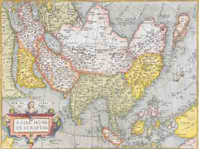Карта Азии Абрахама Ортелия, 1584.