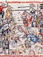Миниатюрный цикл, посвященный битве при Легнице 9 апреля 1241 года (Hedwigs-codex, 1353)