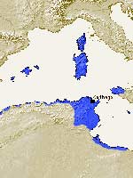 Территория империи Карфагена перед первой Пунической войной в 264 г. до н.э.